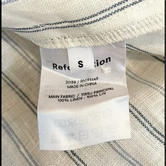 Reformation Preston Linen Top Color: Sourdough Stripe - Picture 11 of 13